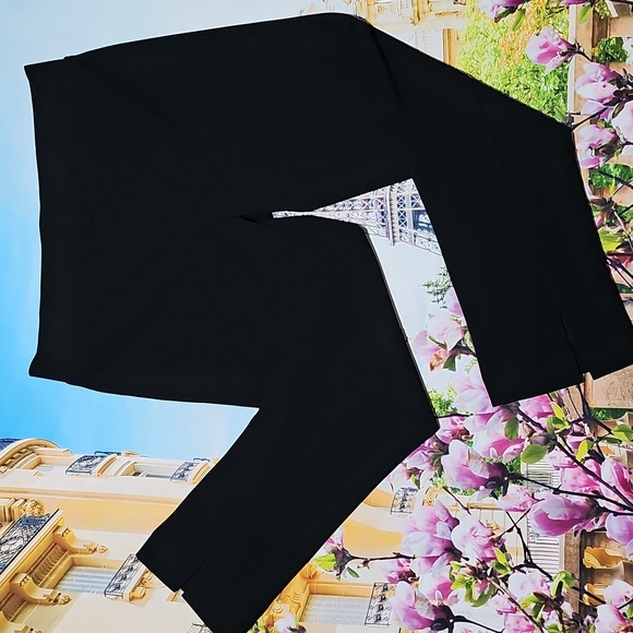 Ming Wang Stretchy Black Slit Ankle Pants - Picture 1 of 7